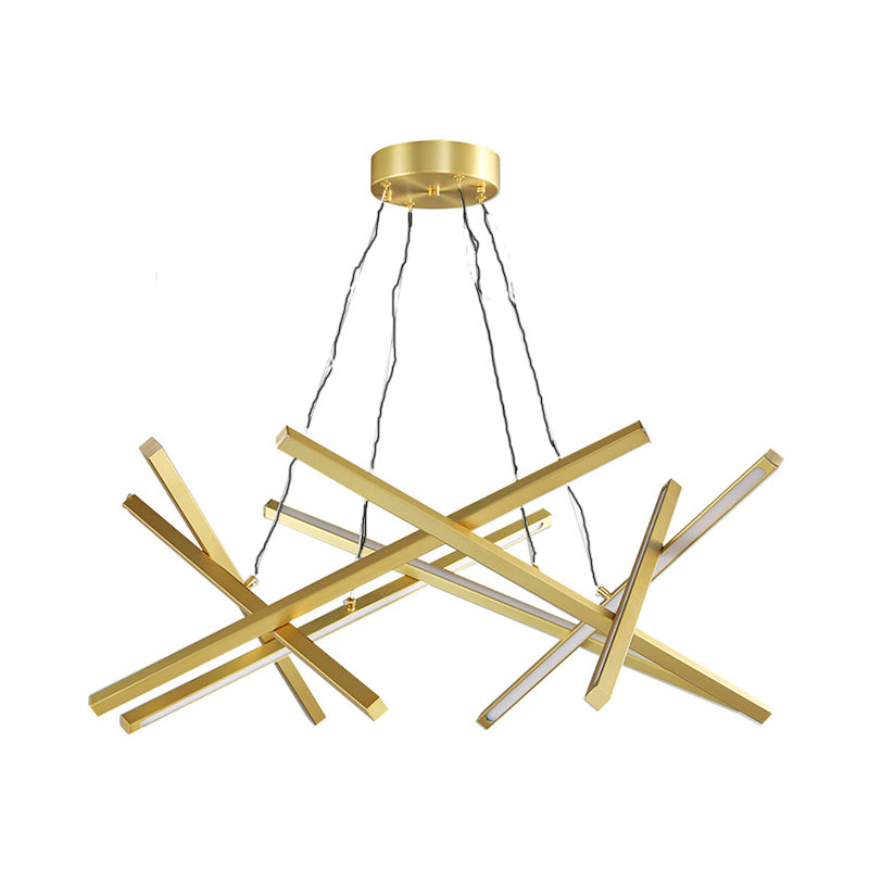 Acrylic Crossed Chandelier Pendant Modernity LED Black/Gold Hanging Ceiling Lamp, 25.5"/33.5" Wide
