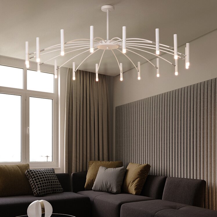 Arisha Modern Blown Linear Metal Multi-heads Chandelier