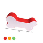 Metal Dog Bone Flushmount Cartoon Red/Yellow/Green LED Ceiling Mount Light Fixture, 19.5"/23.5" Width
