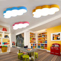 Yellow Cloud Close to Ceiling Light Cartoon Metal LED Flush Mount in White/3 Color Light, 19.5"/23.5"/35.5" Wide