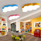Yellow Cloud Close to Ceiling Light Cartoon Metal LED Flush Mount in White/3 Color Light, 19.5"/23.5"/35.5" Wide
