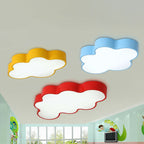 Yellow Cloud Close to Ceiling Light Cartoon Metal LED Flush Mount in White/3 Color Light, 19.5"/23.5"/35.5" Wide