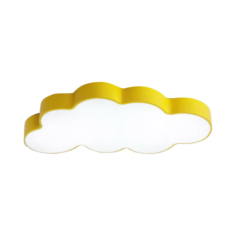 Yellow Cloud Close to Ceiling Light Cartoon Metal LED Flush Mount in White/3 Color Light, 19.5"/23.5"/35.5" Wide