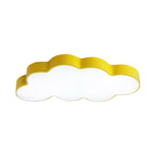 Yellow Cloud Close to Ceiling Light Cartoon Metal LED Flush Mount in White/3 Color Light, 19.5"/23.5"/35.5" Wide