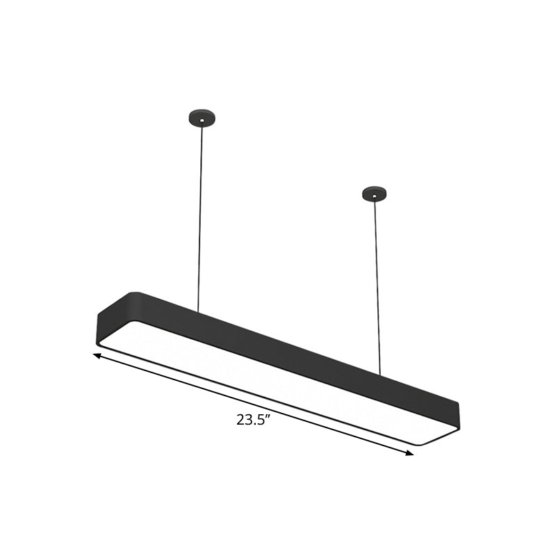 Linear Ceiling Suspension Lamp Modern Acrylic Black LED Drop Pendant for Office, 23.5"/47"/59" Width