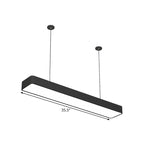 Linear Ceiling Suspension Lamp Modern Acrylic Black LED Drop Pendant for Office, 23.5"/47"/59" Width
