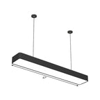 Linear Ceiling Suspension Lamp Modern Acrylic Black LED Drop Pendant for Office, 23.5"/47"/59" Width
