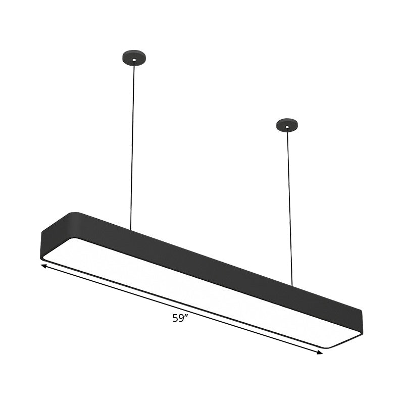 Linear Ceiling Suspension Lamp Modern Acrylic Black LED Drop Pendant for Office, 23.5"/47"/59" Width