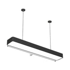 Linear Ceiling Suspension Lamp Modern Acrylic Black LED Drop Pendant for Office, 23.5"/47"/59" Width