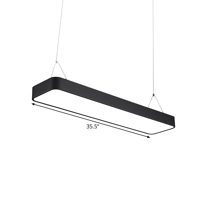 Office LED Hanging Pendant Modern Black Suspension Lighting with Rectangle Acrylic Shade, 23.5"/47"/71" L