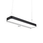 Office LED Hanging Pendant Modern Black Suspension Lighting with Rectangle Acrylic Shade, 23.5"/47"/71" L