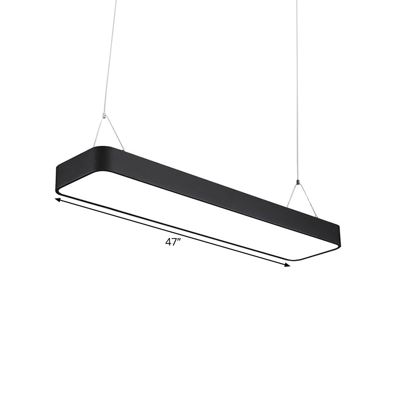 Office LED Hanging Pendant Modern Black Suspension Lighting with Rectangle Acrylic Shade, 23.5"/47"/71" L