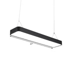 Office LED Hanging Pendant Modern Black Suspension Lighting with Rectangle Acrylic Shade, 23.5"/47"/71" L
