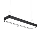 Office LED Hanging Pendant Modern Black Suspension Lighting with Rectangle Acrylic Shade, 23.5"/47"/71" L