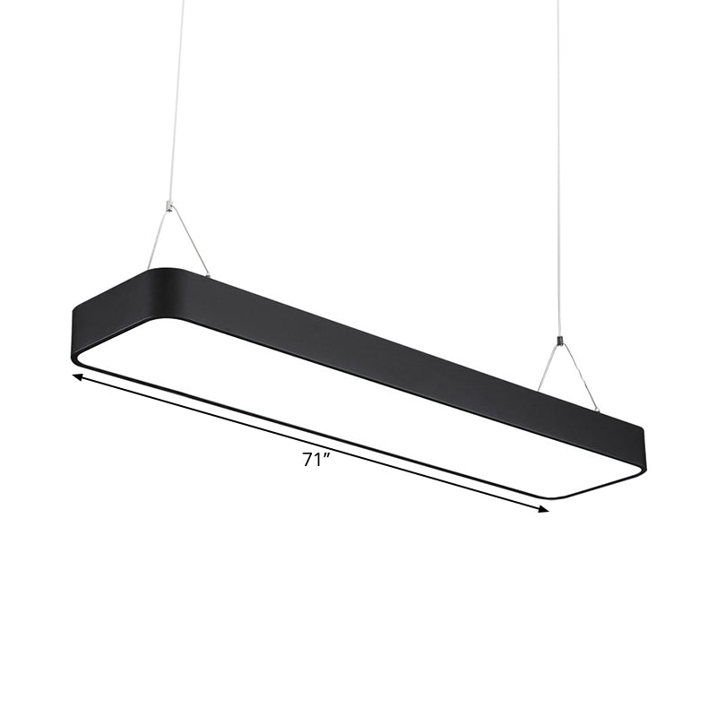 Office LED Hanging Pendant Modern Black Suspension Lighting with Rectangle Acrylic Shade, 23.5"/47"/71" L
