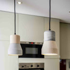 Cement Bottle Small Hanging Lamp Macaron Single Red/Grey/Green Ceiling Pendant Light with Wood Top