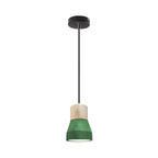 Cement Bottle Small Hanging Lamp Macaron Single Red/Grey/Green Ceiling Pendant Light with Wood Top