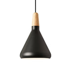 Conical Hanging Ceiling Light Macaron Aluminum 1-Bulb Pink/Gold/Grey and Wood Pendant Light Fixture over Table
