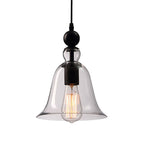 Black Single Ceiling Pendant Lamp Rustic Bell Clear Glass Suspended Lighting Fixture