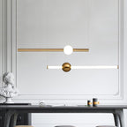 1-Head Bedside Drop Pendant Postmodern Gold/Clear Hanging Light with Tubular Frosted White Glass Shade
