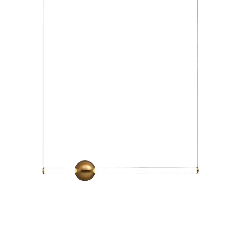1-Head Bedside Drop Pendant Postmodern Gold/Clear Hanging Light with Tubular Frosted White Glass Shade