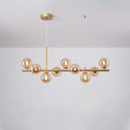 Clear/Amber/Smoke Grey Glass Ball Pendant Postmodern 7/9/11 Lights Black/Gold Hanging Island Light for Kitchen