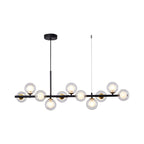 Clear/Amber/Smoke Grey Glass Ball Pendant Postmodern 7/9/11 Lights Black/Gold Hanging Island Light for Kitchen