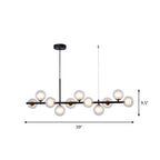 Clear/Amber/Smoke Grey Glass Ball Pendant Postmodern 7/9/11 Lights Black/Gold Hanging Island Light for Kitchen