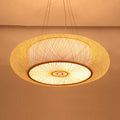 Handmade Round Bamboo Hanging Light Chinese 1 Bulb 18"/19.5"/31.5" Wide Beige Ceiling Pendant for Tearoom