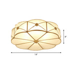 Scalloped/Bowl/Flower Frosted Glass Flush Mount Light Vintage 3 Lights Bedroom Ceiling Light in Brass