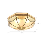 Scalloped/Bowl/Flower Frosted Glass Flush Mount Light Vintage 3 Lights Bedroom Ceiling Light in Brass