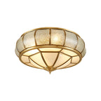 Scalloped/Bowl/Flower Frosted Glass Flush Mount Light Vintage 3 Lights Bedroom Ceiling Light in Brass