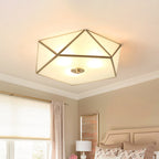 Scalloped/Bowl/Flower Frosted Glass Flush Mount Light Vintage 3 Lights Bedroom Ceiling Light in Brass