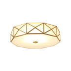 Scalloped/Bowl/Flower Frosted Glass Flush Mount Light Vintage 3 Lights Bedroom Ceiling Light in Brass