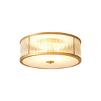 Scalloped/Bowl/Flower Frosted Glass Flush Mount Light Vintage 3 Lights Bedroom Ceiling Light in Brass