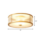 Scalloped/Bowl/Flower Frosted Glass Flush Mount Light Vintage 3 Lights Bedroom Ceiling Light in Brass