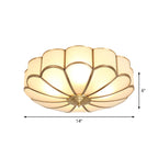 Scalloped/Bowl/Flower Frosted Glass Flush Mount Light Vintage 3 Lights Bedroom Ceiling Light in Brass