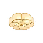 Scalloped/Bowl/Flower Frosted Glass Flush Mount Light Vintage 3 Lights Bedroom Ceiling Light in Brass