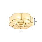 Scalloped/Bowl/Flower Frosted Glass Flush Mount Light Vintage 3 Lights Bedroom Ceiling Light in Brass