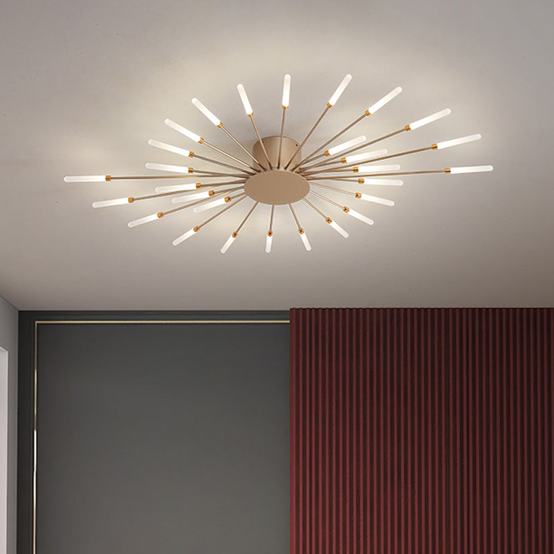 Black/Gold Burst Ceiling Light Fixture Contemporary 12/18/28 Lights Acrylic LED Semi Flush Mounted Lamp for Bedroom