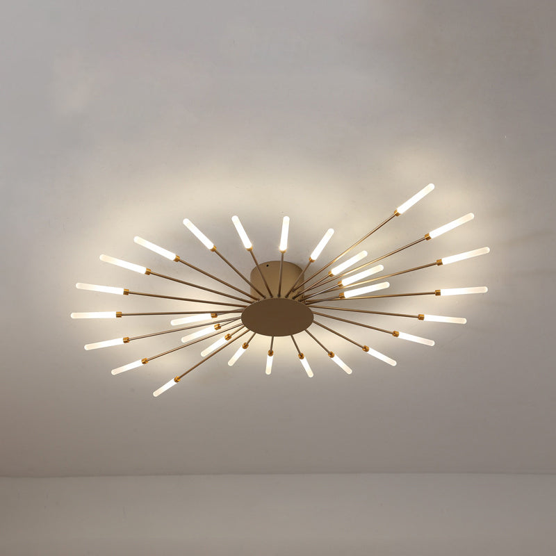 Black/Gold Burst Ceiling Light Fixture Contemporary 12/18/28 Lights Acrylic LED Semi Flush Mounted Lamp for Bedroom