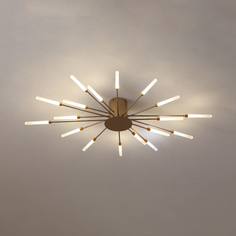 Black/Gold Burst Ceiling Light Fixture Contemporary 12/18/28 Lights Acrylic LED Semi Flush Mounted Lamp for Bedroom
