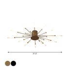 Black/Gold Burst Ceiling Light Fixture Contemporary 12/18/28 Lights Acrylic LED Semi Flush Mounted Lamp for Bedroom