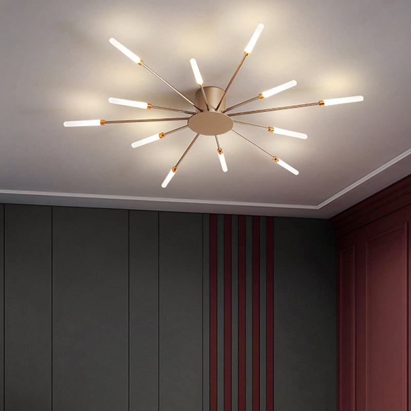 Black/Gold Burst Ceiling Light Fixture Contemporary 12/18/28 Lights Acrylic LED Semi Flush Mounted Lamp for Bedroom