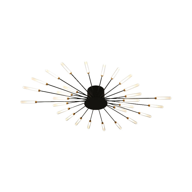 Black/Gold Burst Ceiling Light Fixture Contemporary 12/18/28 Lights Acrylic LED Semi Flush Mounted Lamp for Bedroom