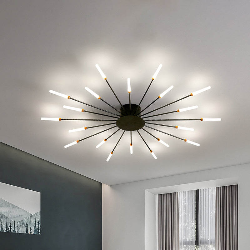 Black/Gold Burst Ceiling Light Fixture Contemporary 12/18/28 Lights Acrylic LED Semi Flush Mounted Lamp for Bedroom