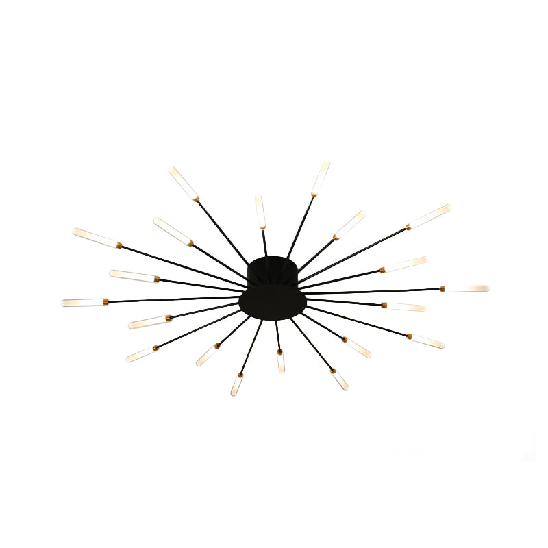 Black/Gold Burst Ceiling Light Fixture Contemporary 12/18/28 Lights Acrylic LED Semi Flush Mounted Lamp for Bedroom