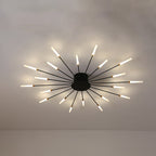 Black/Gold Burst Ceiling Light Fixture Contemporary 12/18/28 Lights Acrylic LED Semi Flush Mounted Lamp for Bedroom