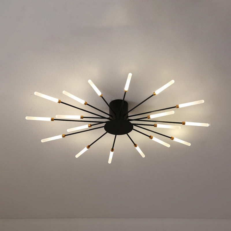 Black/Gold Burst Ceiling Light Fixture Contemporary 12/18/28 Lights Acrylic LED Semi Flush Mounted Lamp for Bedroom