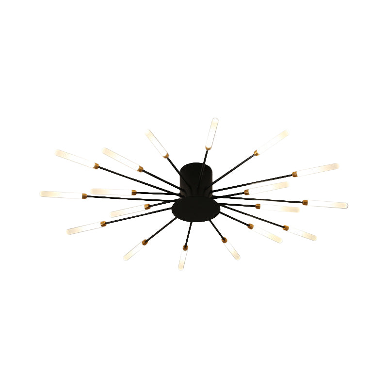 Black/Gold Burst Ceiling Light Fixture Contemporary 12/18/28 Lights Acrylic LED Semi Flush Mounted Lamp for Bedroom